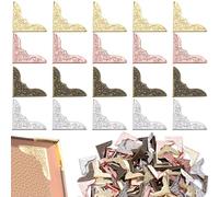 Hzopcw 120 protectores de esquina de libros de metal, protectores de esquinas de fotos vintage para álbumes de recortes, accesorios decorativos de borde de tapa blanda para diario, cuaderno, álbum de