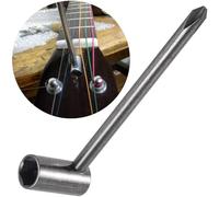 Hzopcw Llave de varilla de armadura de guitarra, destornillador de tuerca de 8 mm con destornillador en cruz, llave de ajuste de reparación de guitarra de metal, color plateado