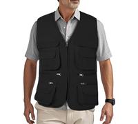 HZQIFEI Hombres Chaleco Fotografía de Pesca Multifunción Chaleco de Trabajo al Aire Sin Mangas Camping Senderismo MJ20 (Negro, 4XL)