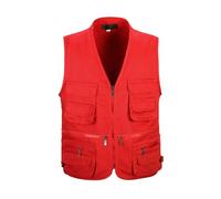HZQIFEI Hombres Chaleco Fotografía De Pesca Multifunción Chaleco de Trabajo al Aire Sin Mangas Chaleco de Trabajo Camping Senderismo (Rojo, 5XL)