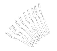 Hztuang - Juego de 10 piezas, acero inoxidable, reutilizable, fruta, tenedor de pastel, aperitivos, postre, ensalada, cubiertos, tenedor de dos horquillas, conjunto de cocina, herramienta de 13 cm
