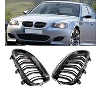 HZTWFC un par de parrillas de riñón deportivas delanteras de coche negras brillantes de doble listón para BMW 5 Series M5 E60/E61 525i 528i 528xi 530i 2003-2010 rejilla de estilo de coche
