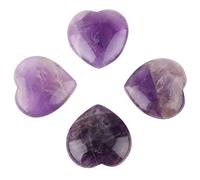 Hztyyier 4 Piezas Piedra de Cuarzo curativa de corazón Piedra de Cristal de Amatista y Ojo de Tigre para Chakra Energía Curativa Reiki Equilibrio Piedra de preocupación(Amatista)