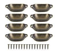 Hztyyier 8 Manijas para Muebles, 3.8 X 1.4 X 0.7 Pulgadas, Manija de Concha Antigua Semicircular, Tiradores de Muebles de Estilo Chino para Botiquín, Estantería, Gabinete, Cajón(Bronce Verde)