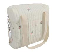 Hztyyier Bolsa Organizadora para Cochecito, Diseño Colgante Que Ahorra Espacio, Bolsa Multifuncional para Cochecito para un Acceso Cómodo a los Elementos Esenciales, en Movimiento (Flor Beige)