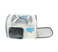 Hztyyier Bolsa Transportadora Portátil para Perros y Gatos, Diseño de Malla Transpirable, Ligera y Duradera, Adecuada para Viajar, Tela Oxford (Blanco y Azul)