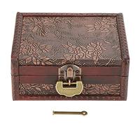 Hztyyier Caja de Almacenamiento de Madera Vintage Antiguo Organizador de Almacenamiento Decorativo Antiguo Organizador de Joyas Treasure Box con Cerradura de Metal para Regalos de Mujer