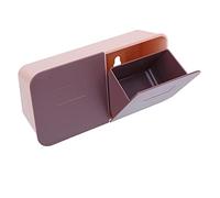 Hztyyier Caja de Maquillaje, Organizador de Maquillaje Transparente, Soporte Ergonómico para Almohadillas de Algodón con Tapa Extraíble para Uso en el Baño (Púrpura Rosado)