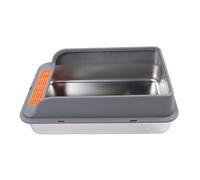 Hztyyier Caja de para Gatos de Acero Inoxidable con Valla Alta, Bandeja de de Acero Inoxidable con Diseño de Gran Capacidad para Uso en Interiores de Varios Gatos (L)