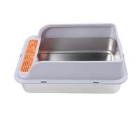 Hztyyier Caja de para Gatos de Acero Inoxidable con Valla Alta, Bandeja de de Acero Inoxidable con Diseño de Gran Capacidad para Uso en Interiores de Varios Gatos (L)