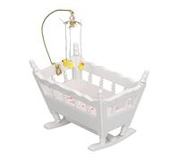 Hztyyier Cama de bebé de Casa de Muñecas 1:12 Altamente Simulada, Cama de Madera en Miniatura para Niños Pequeños con Remolque de Patito, Material Seguro, Exhibición de Modelo de Casa