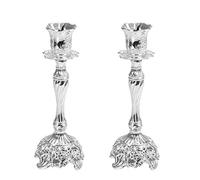 Hztyyier Candelabro de Metal de 2 Piezas Candelabro de Plata Antiguo Candelabro Alto Evento de Boda de una Sola Cabeza Candelabro Soporte de Vela