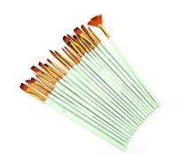 Hztyyier Cepillo Profesional -Brush -Set Multimodales Nylonhair 5 Tipos para Pintura de Acuarela de Aceite, 20 Obras Artistas de Todas Las Edades (Verde Mate)