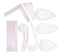 Hztyyier Conjunto Lineal de Ropa de PVC, Profesor de Sastre de Luz para Cortar y Plantillas, Plantillas de Colchas para la Sastrería, Curvas de Costura de 9 piezas.