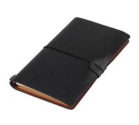 Hztyyier Cuaderno de Viaje Clásico en Cuero PU, Diario Personal Recargable para Hombres y Mujeres, Negro
