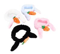 Hztyyier Diadema con Orejas Lindas, Banda para el Cabello de Cosméticos Suaves para Spa, Yoga, Baño, Maquillaje, 4 Piezas para Decoraciones de Fiesta de Pascua [tela, Negro, Blanco, Azul, rosa]