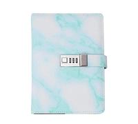 Hztyyier Diario con candado A5 Diario de bloqueo de contraseña con cubierta de cuero de PU Cerradura de combinación Material escolar de oficina, 100 hojas/200 páginas(Verde)