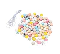 Hztyyier Diferentes Perlas de Silicona Coloridas 100 Piezas de 15 Mm, Cuentas de Vehículos Redondos de Agujero Grande para Pulseras de Collar de Pulseras, Perlas de Silicona Suaves y No Afiladas