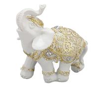 Hztyyier Estatua de Elefante de Resina Blanca, Figura Realista Decorativa con Símbolo de Suerte y Riqueza para Entrada, Estantería, Escritorio, Casa u Oficina