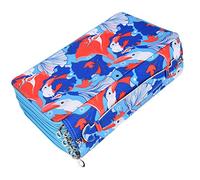 Hztyyier Estuche de Lápiz Gran Capacidad Artesanía Exquisita Portátil Rose Pencioner para la Oficina de la Escuela Papelería Oxford Cloth (Blue)