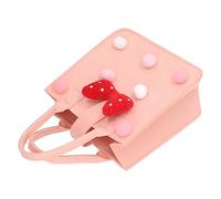 Hztyyier Exquisita Bolsa de Fieltro Reutilizable, Bolsa de Almacenamiento Plegable para Fiesta de Cumpleaños Infantil, Adorable Lazo y Decoración de Bolas Esponjosas (PINK)