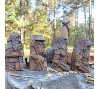 Hztyyier Figura Vikinga de Resina Odin Adornos Decorativos para Hogar Uffrah Delnar Espada Doble