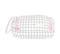 Hztyyier Hermoso Lienzo con Lienzo de Gran Capacidad Bolsa de Papel Pálido Patrón de Rejilla de la Rejilla Amplia de la Oficina Portátil de Lápiz Portátil para la Oficina Escolar de Las Niñas, Bolsa