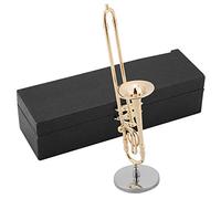 Hztyyier Instrumento Musical Modelo Miniatura Adornos Musicales Novedad Trombón con Cierre de Metal Tamaño 6.3 x 1.6 x 1.6 in.