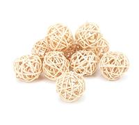 Hztyyier Juego de 10 Pelotas de Rattan Natural para Pájaros - Juguete de Sepak Takraw para Loros, Periquitos - Masticable y Seguro para Aves y Mascotas Pequeñas