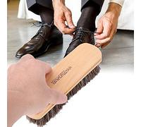 Hztyyier Juego de Cepillos Suaves para el Cuidado de Zapatos de Crin para Pulido Al Aceite, Herramienta de Limpieza de Zapatos de Vestir de 2 Piezas para Uso Doméstico, Color de Crin/madera L/M