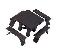 Hztyyier Juego de Mesa de Comedor de Madera 1:12, Mano de Obra Exquisita, Mesa de Madera Negra en Miniatura para Decoración de Sala de Estar de Casa de Muñecas