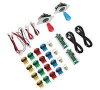 Hztyyier Juego de Rockero Joystick con Burst Keys para Win10 Win8 Win8 Win7 Vista XP PS3, Blue + Red DIY Accesorios para un Juego de Lucha, Joystick de Doble Jugador Kit (#1)