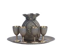 Hztyyier Juego de té Turco Vintage Exquisito Patrón de Zinclegación sin Fad sin Fiesta 4 Tazas 1 Bote 1 Tableta