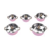 Hztyyier Juego de Utensilios de Cocina de Acero Inoxidable, 5 Piezas de Ollas con Tapas, Asas Dobles, Olla a Prueba de Herrumbre, Olla para Sopa de para Cocina, Comedor Al Aire