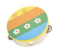 Hztyyier Juguete de Pandereta de Mano Suave para Niños Pequeños, Sonido de Crujido, Entrenamiento de Habilidades de Agarre, Desarrollo de Reconocimiento de Color, Madera Compuesta + Piel de