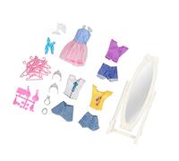 Hztyyier Kit de Vestido de Casa de Muñecas con Espejo de en Miniatura para Regalos de Accesorios de Fiesta Infantil, Juego de Ropa de Muñeca a Escala 1:12 para Unión Entre e Hijos, Material de