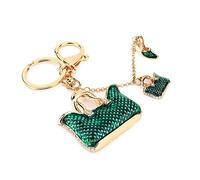Hztyyier Llavero con Borla Colgante de Tacones Altos Adorno de Cristal Verde Accesorio Elegante para Bolso y Monedero