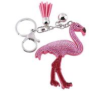 Hztyyier Llavero de flamenco rosa con borla, colgante elegante de cristal para decoración bolsa franela metal diamantes imitación for regalo y accesorio diario