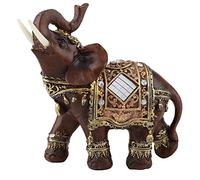 Hztyyier Lucky Feng Shui Elephant Statue Wood Grain Resin Figurine Wealth Decoration for Home Office Desk Gift (L)