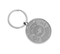 Hztyyier Metal 50 años Calendario perpetuo Circular Lindo Regalo Creativo Llavero del Coche Llavero Calendario perpetuo Llavero Sol y Luna