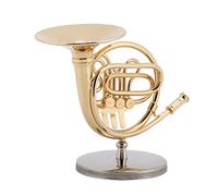 Hztyyier Miniatura de Cuerno Francés Ornamento Musical Dorado con Estuche Regalo para cumpleaños