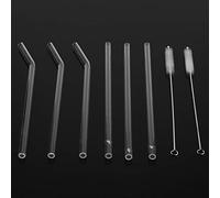 Hztyyier Paja de Vidrio Respetuosa con el Medio Ambiente con Limpieza de Pinceles Inodoro BPA Gran de Mesa Reutilizable Set 6 Pack para Familias Al Aire Libre