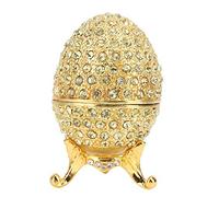 Hztyyier Pintado a mano esmaltado Vintage huevo estilo decorativo organizador de joyería caja de baratija huevo de Pascua decoración regalo para decoración del hogar