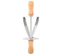 Hztyyier Rebanadas de Rodillos Croissant Maker de Acero Inoxidable Cortador de Croissant Mango Largo de Madera Cuchillo Rodante Multifunción Corta Triángulos Rodillo Torta Pan Rolling Masa Cutter