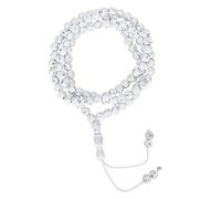 Hztyyier Rosario Oración Mala Beads 99 Granos Cuentas de Rezo Musulmanas Adoración Islámica Escritura Dorada para Culto Religioso Blanco 49cm