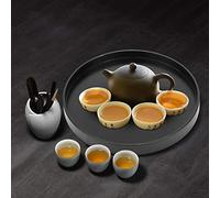 Hztyyier Servicio Vintage Negro con Bordes Elevados, Mesa de té contra Empuje Frente a la Casa en la Tienda, Material Sostenible, Diseño Elegante (27 cm)