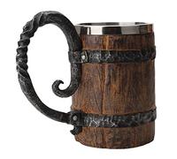 Hztyyier Taza de Barril de Simulación, Jarra de Cerveza Doble con Revestimiento de Acero Inoxidable de Resina, Perfecta para Uso Diario en el Hogar, la Oficina y las Fiestas, Capacidad de 550 Ml