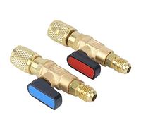 Hztyyier Válvula de Refrigerante, Adaptador de Manguera de Carga de Aire Acondicionado, Bola Compatible con Mangueras SAE de 1/4 Pulgadas para R22 R410A