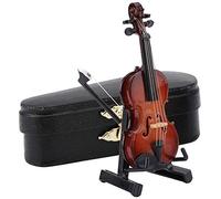 Hztyyier Violín Decorativo Instrumento Musical Elegante para Sala de Estar con Soporte y Caja Regalo Madera Negra for decoración Interior