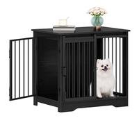 Hzuaneri 69 cm Jaula para Perros, Mesa Auxiliar, casa Moderna para Perros, Jaula para Cachorros, dúplex para Animales, 2 Puertas, 49 × 69 × 64,5 cm, Negro DFC84304B